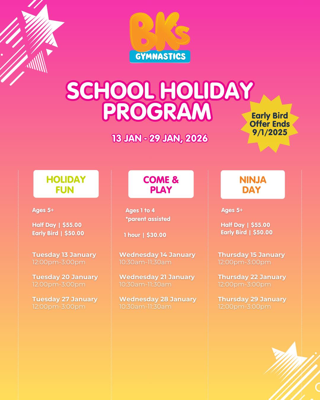 Our January School Holiday Program is LIVE! 🤸🏼‍♂️ Want a...