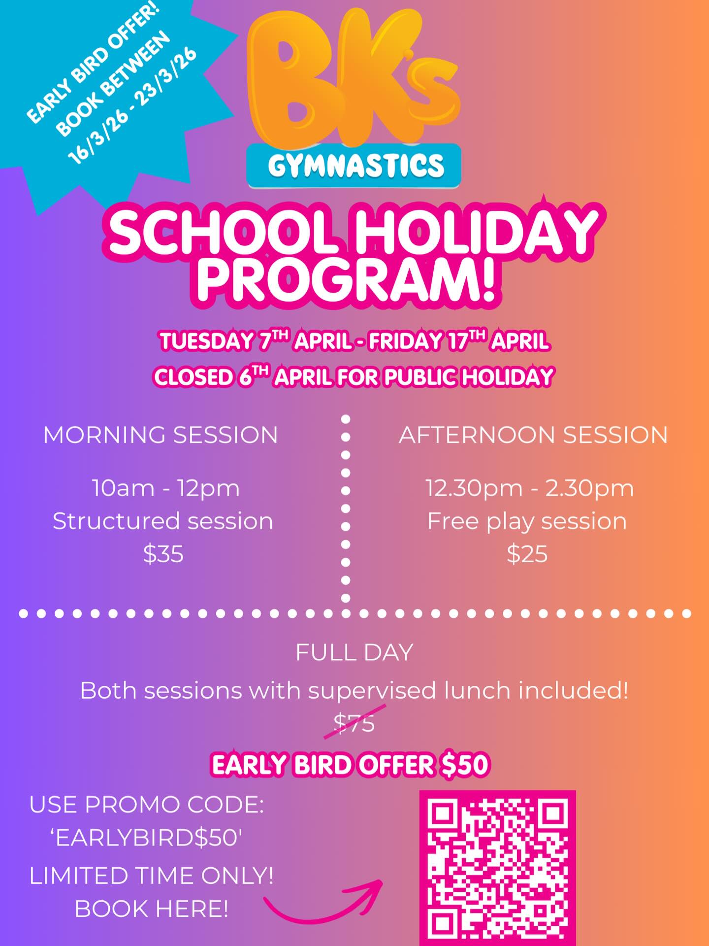 📣 School Holiday Program Book in now to secure your...