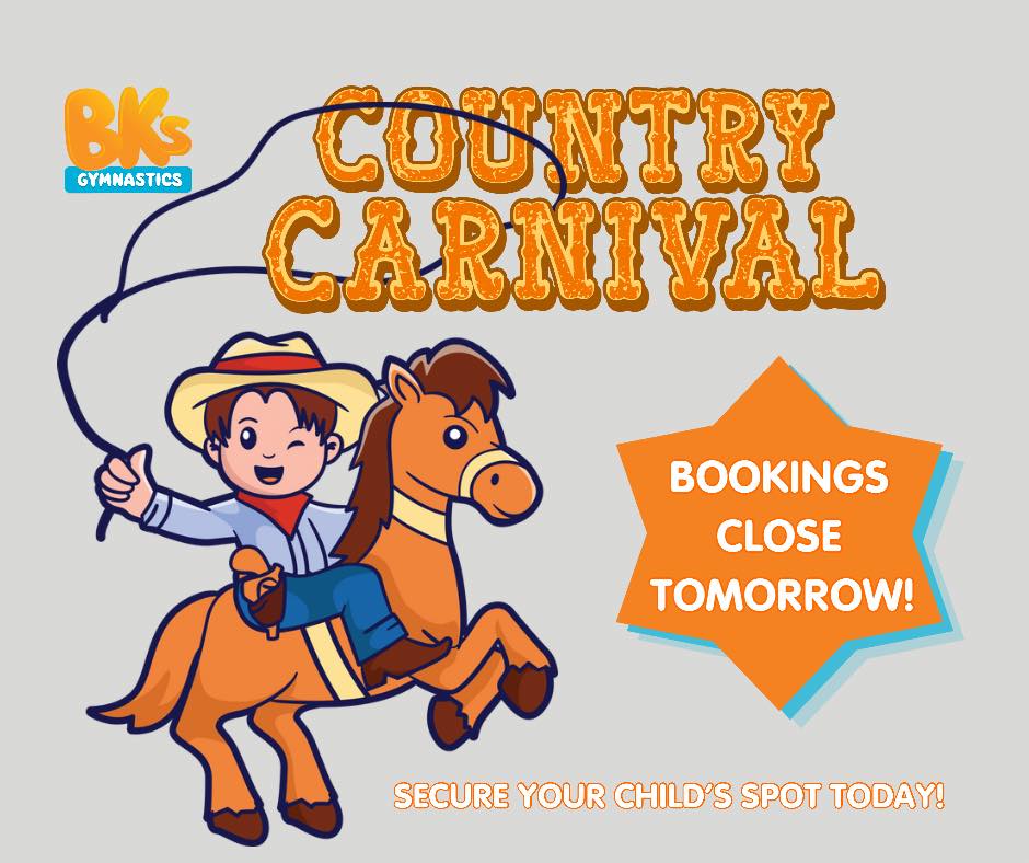 A reminder our club carnival bookings close tomorrow! Limited spots...