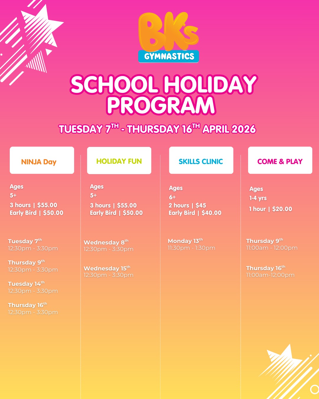 🤸Join the FUN these school holidays 🤸 With the Easter...